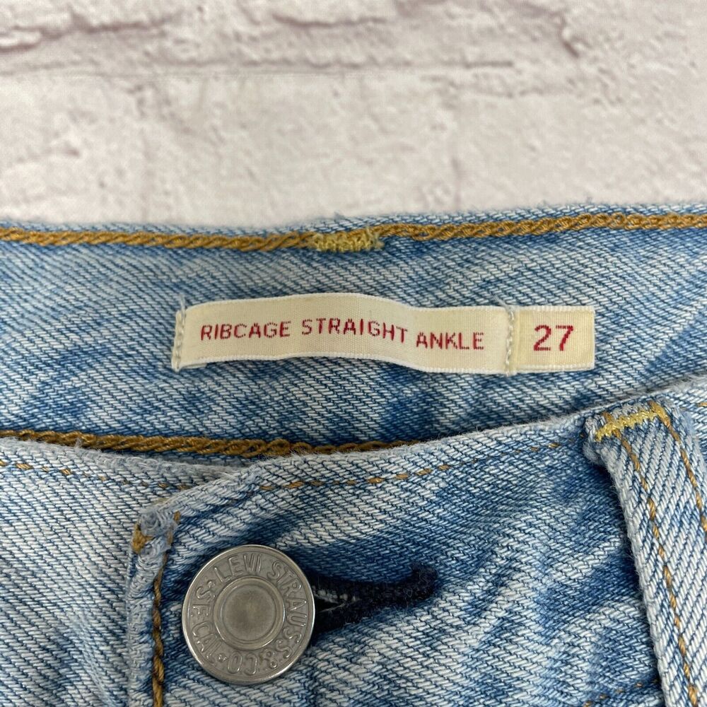 Levi's Women Ribcage Straight Ankle Jeans Size 27 Blue Denim B338 -17 - Picture 10 of 16